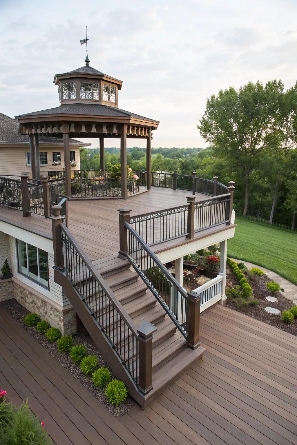 Tiered fascia design elevates the architectural appeal of any deck.