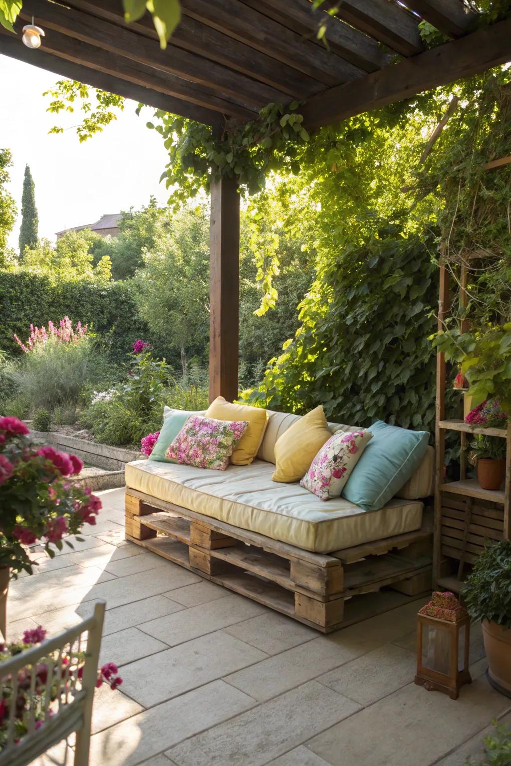 Relax in style with a pallet outdoor sofa.