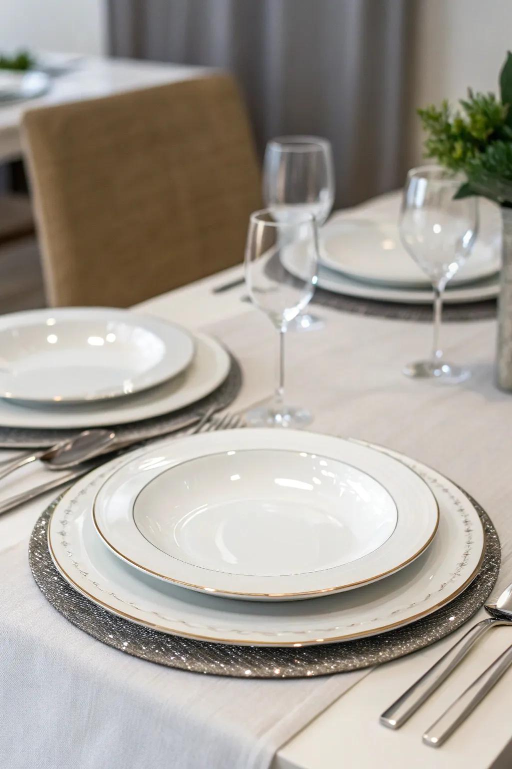 Understated elegance with simple presentation plates.