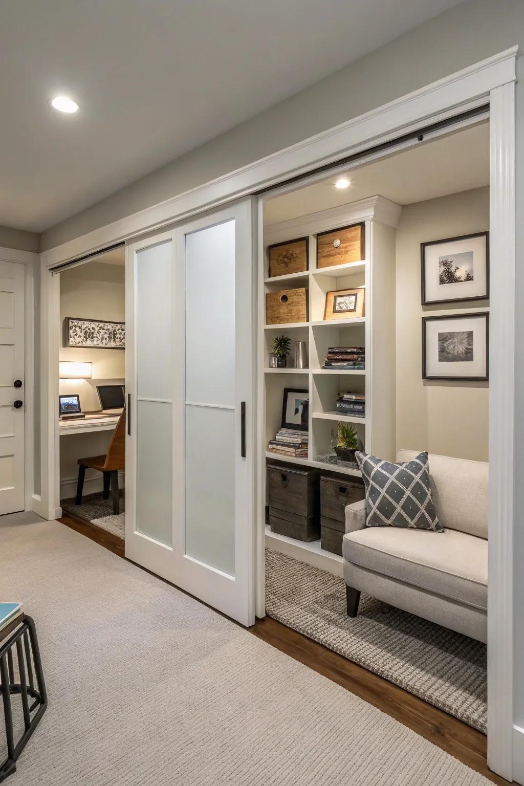 Pocket doors are ideal for maximizing space.