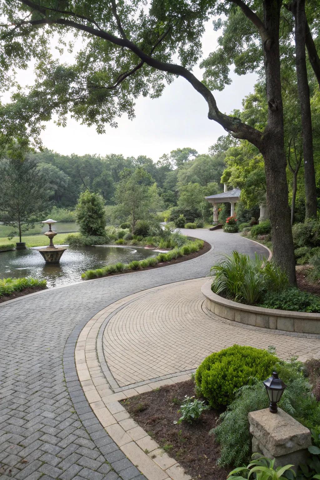 An eco-friendly driveway that seamlessly merges sustainability with style.