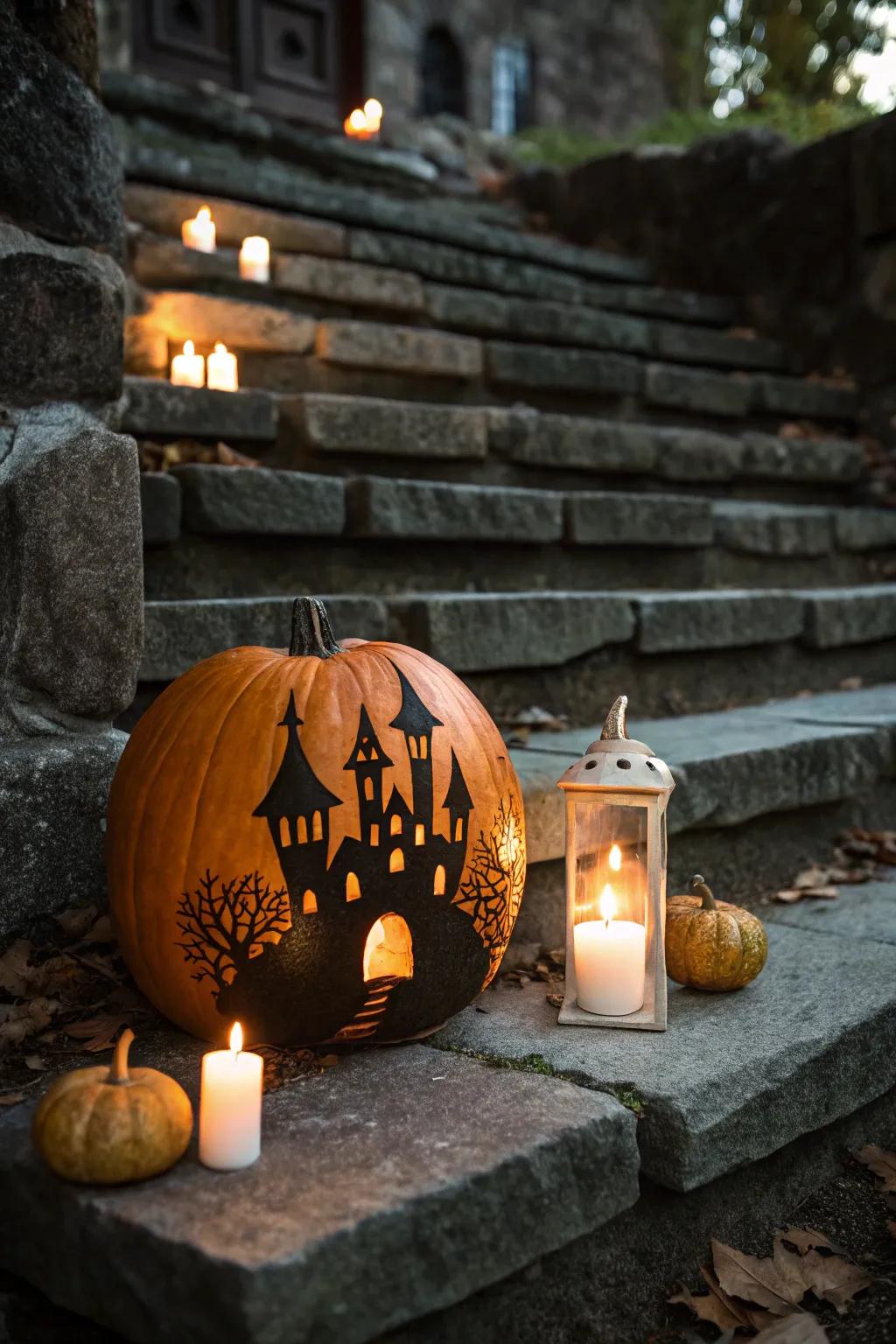 Gothic fortress carving that transports you to another realm.