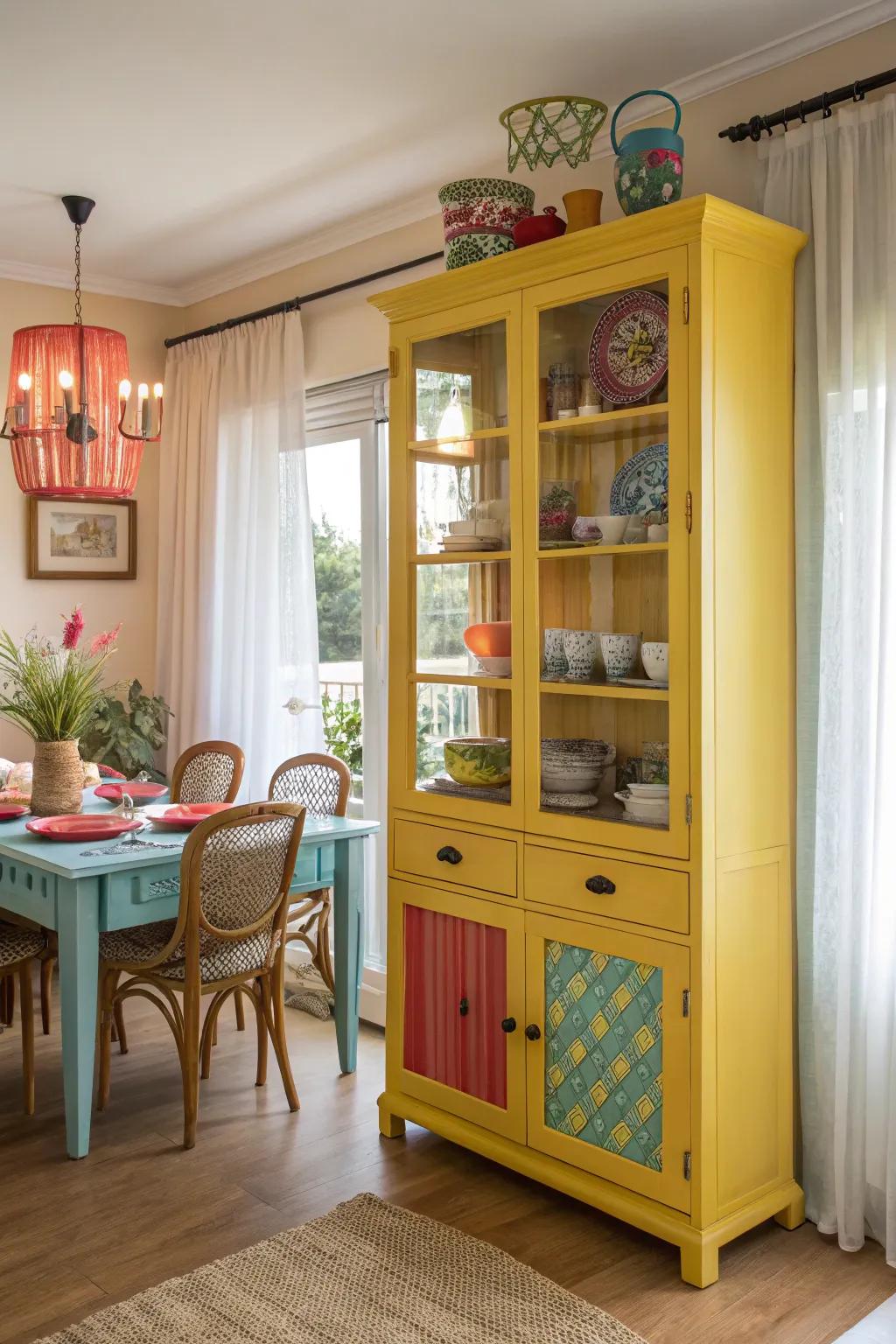 Make a statement with a brightly colored cabinet.