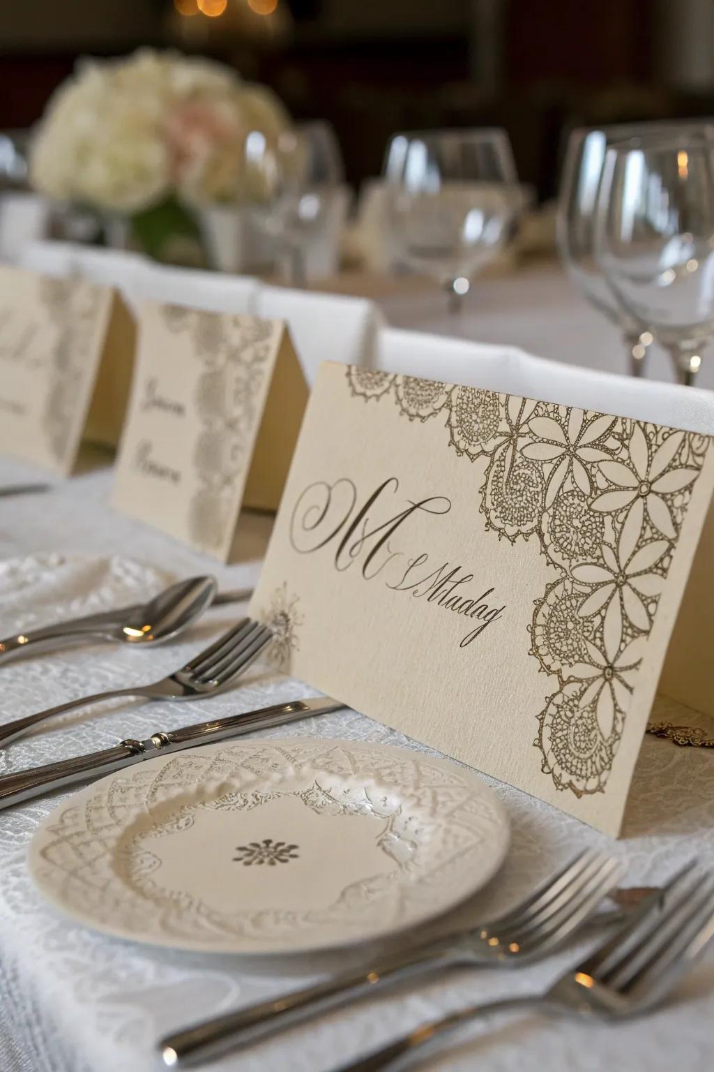 Paper seating cards offer depth to your table's look.
