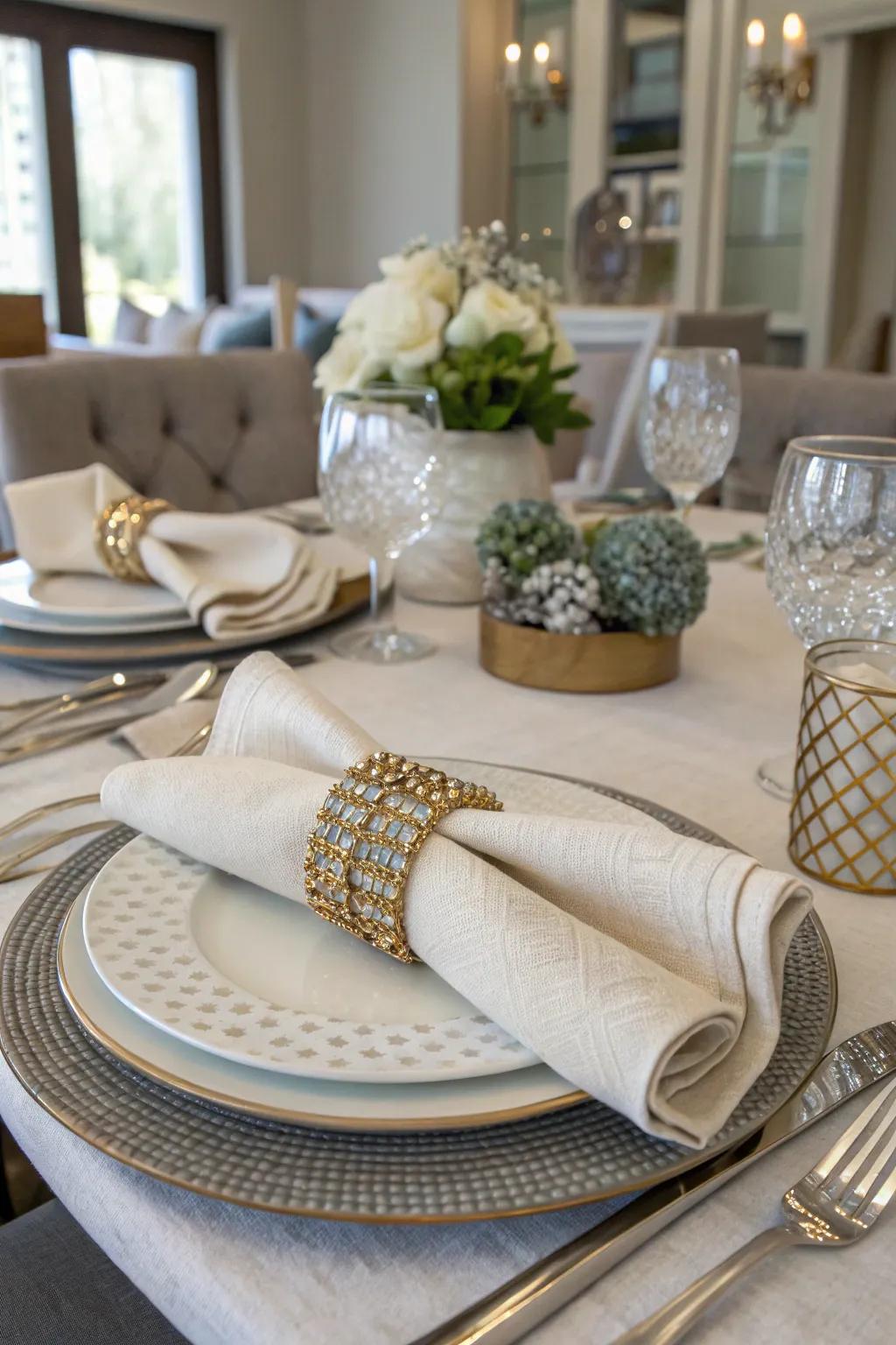 Elegant napkin presentation adds a refined detail to the table.