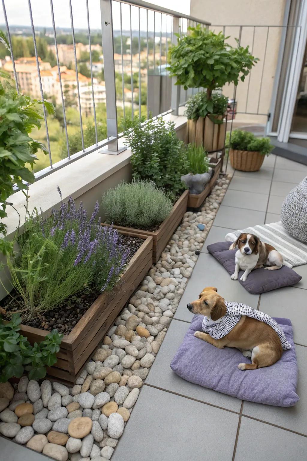 A sensory garden gives mental and sensory enrichment for dogs.