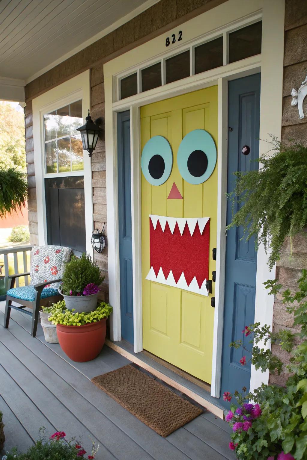 A playful beastly maw entrance for Halloween fun.