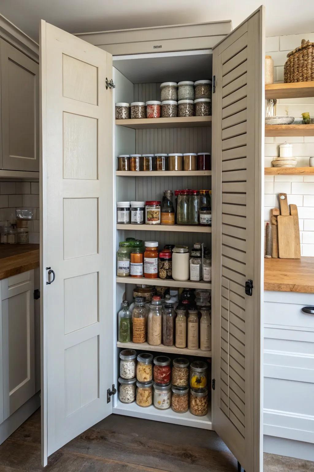 Accordion doors offer compact solutions for small areas.