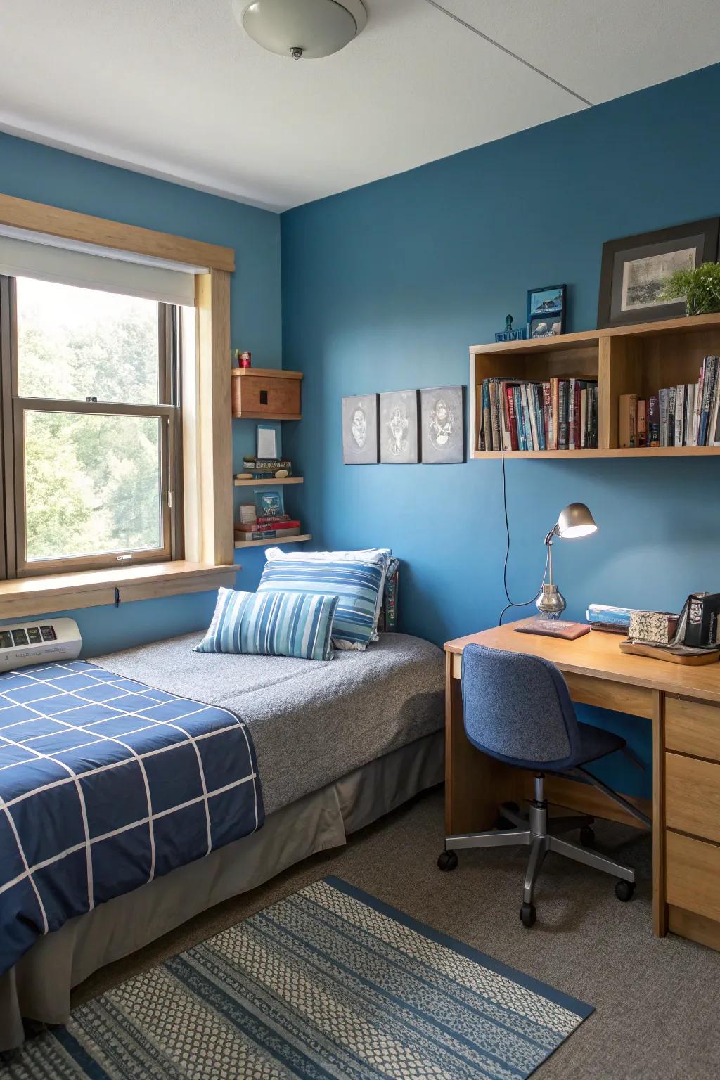 Blue and grey offer a peaceful and relaxing atmosphere.