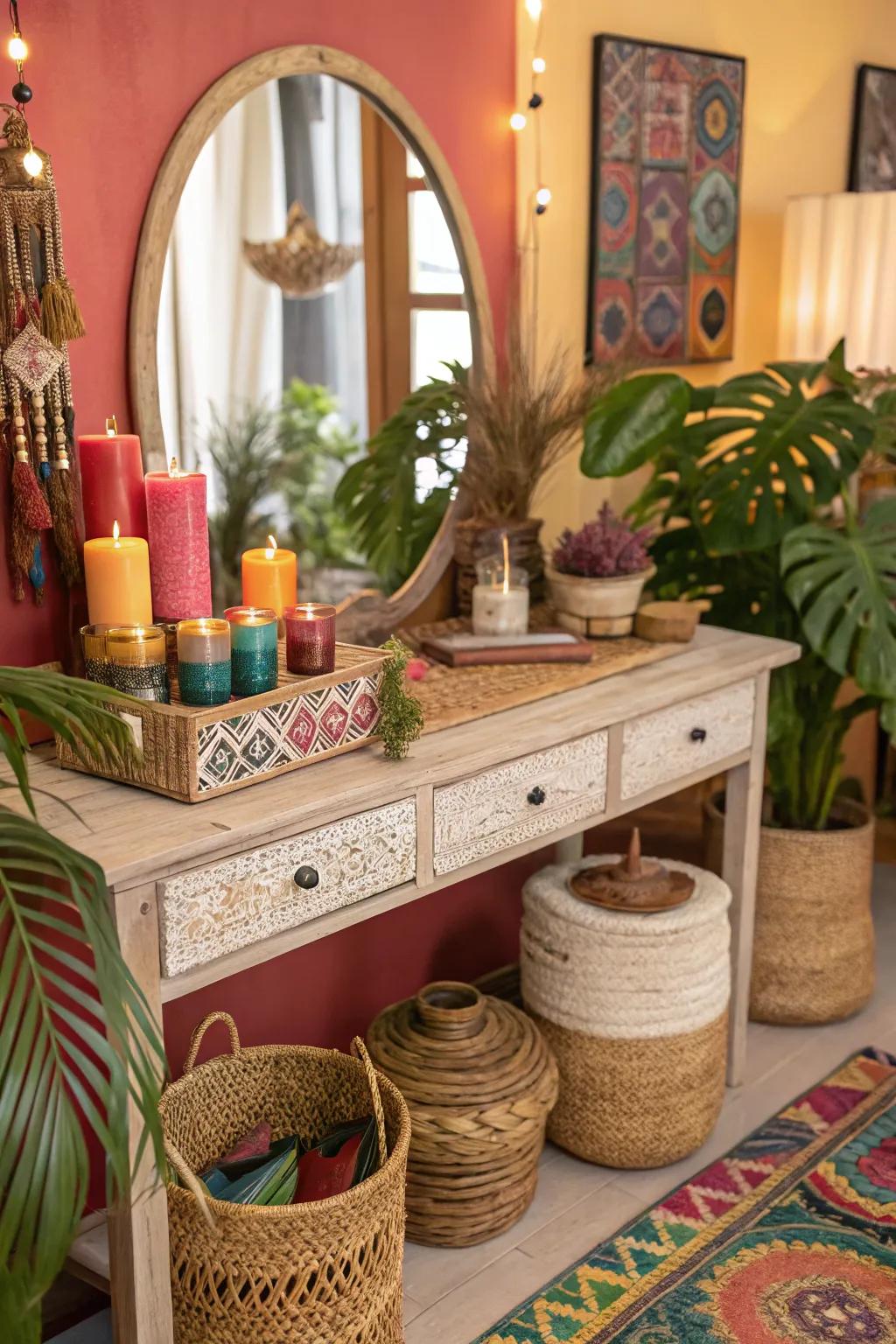 Express your creativity with a bohemian vanity.