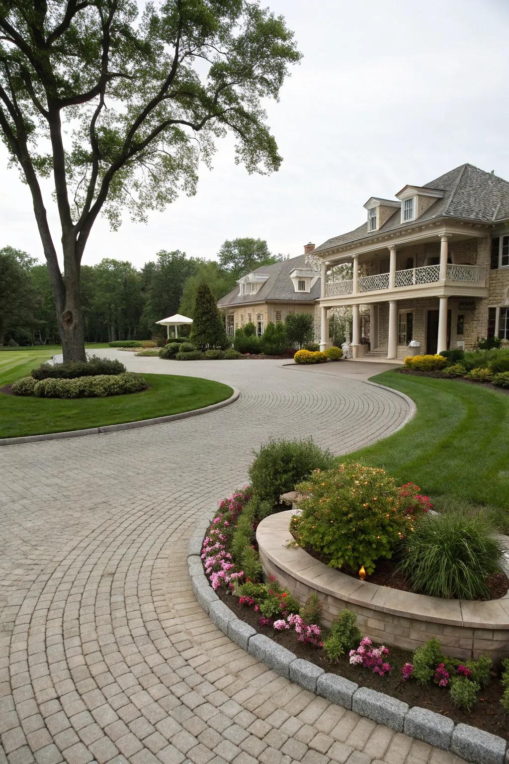 Round driveways provide both grandeur and practicality.