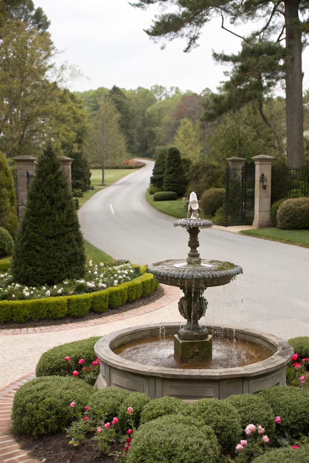 Tranquil aqua element crafting a soothing driveway ambiance.