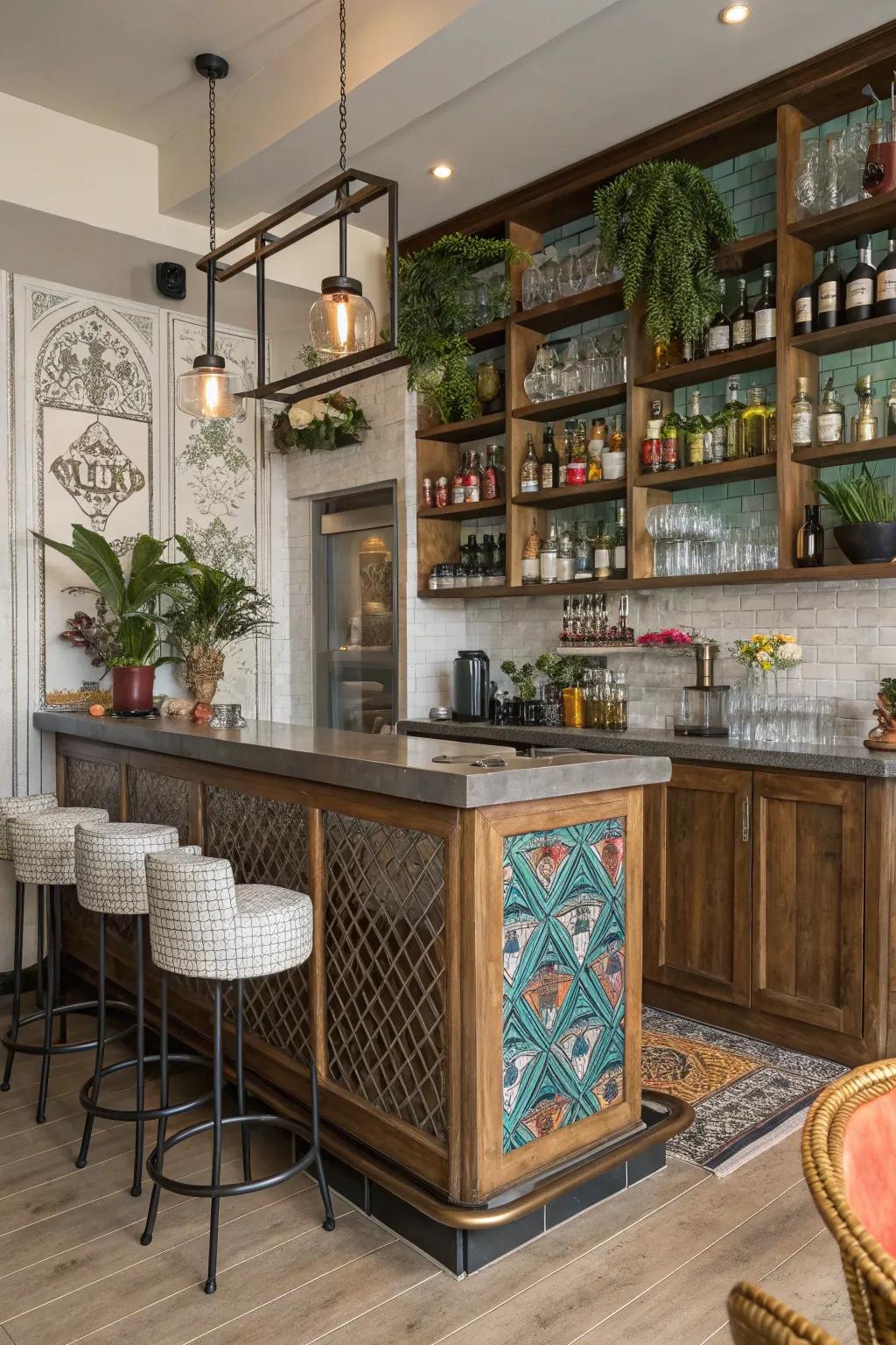 An assorted combination for a distinct and tailored bar area.