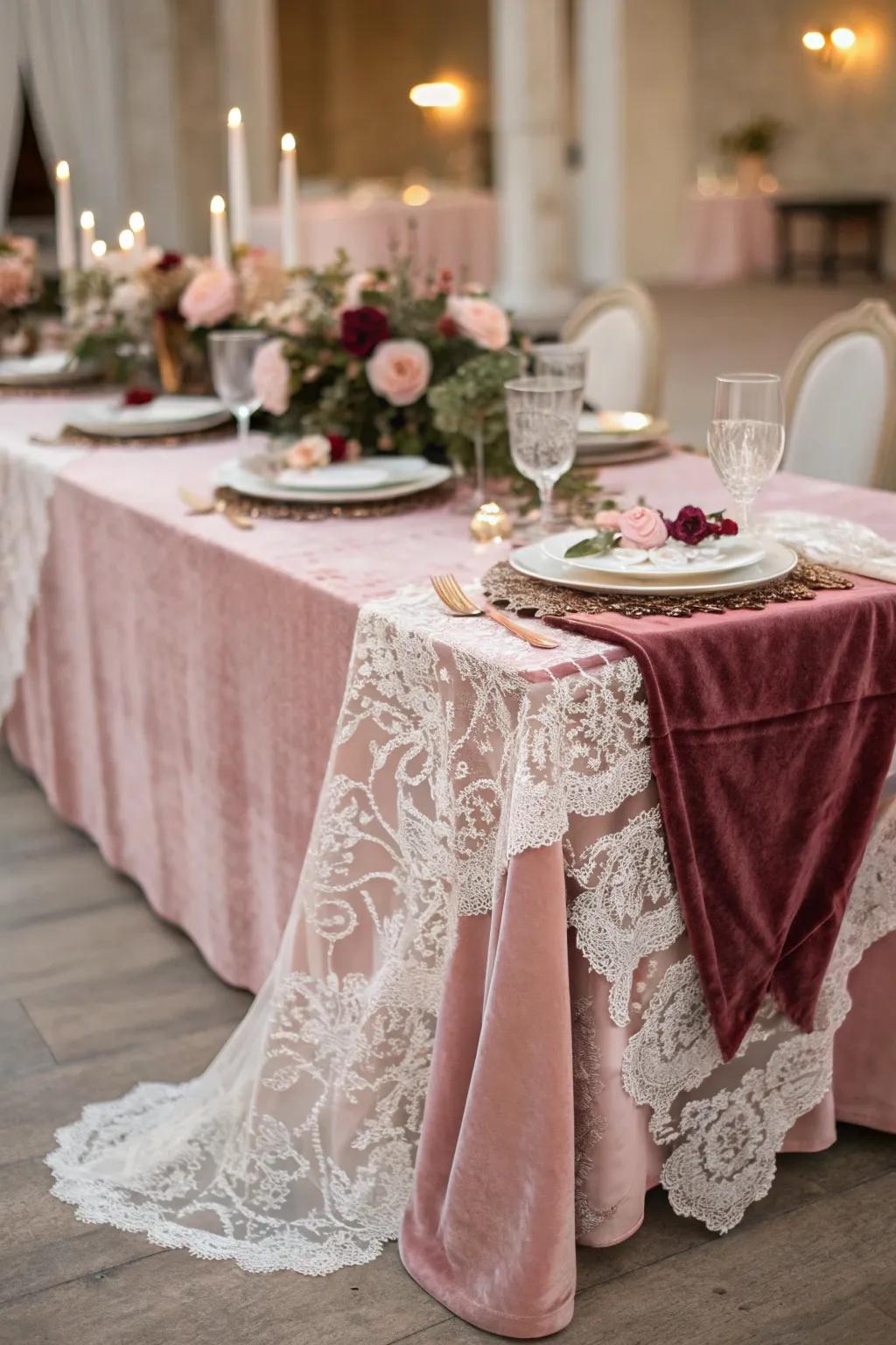 Luxurious mesh and soft pile in rose blush.