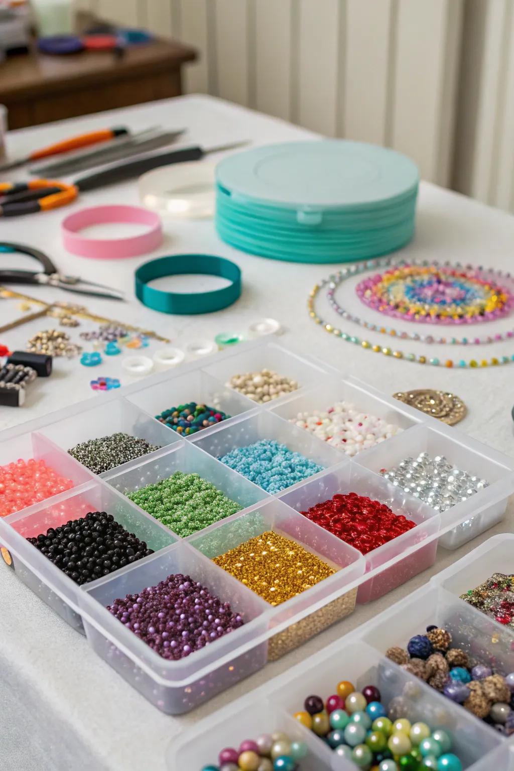 Craft supplies to fill Easter eggs with creativity.