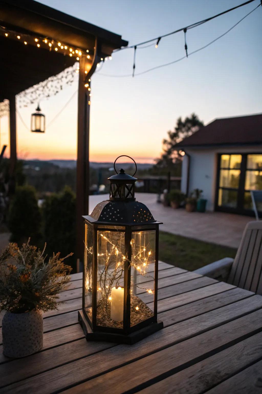 Fairy lights convert lanterns into enchanting beacons.