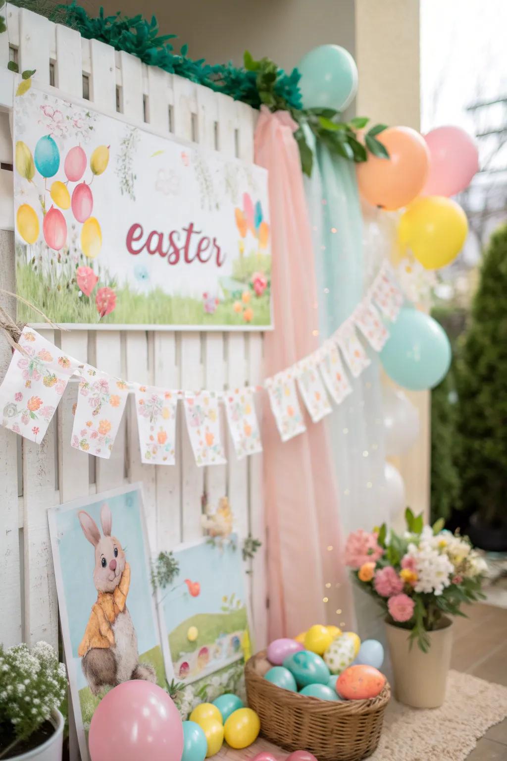 Celebratory Easter signs incorporate a celebratory accent to each picture background.