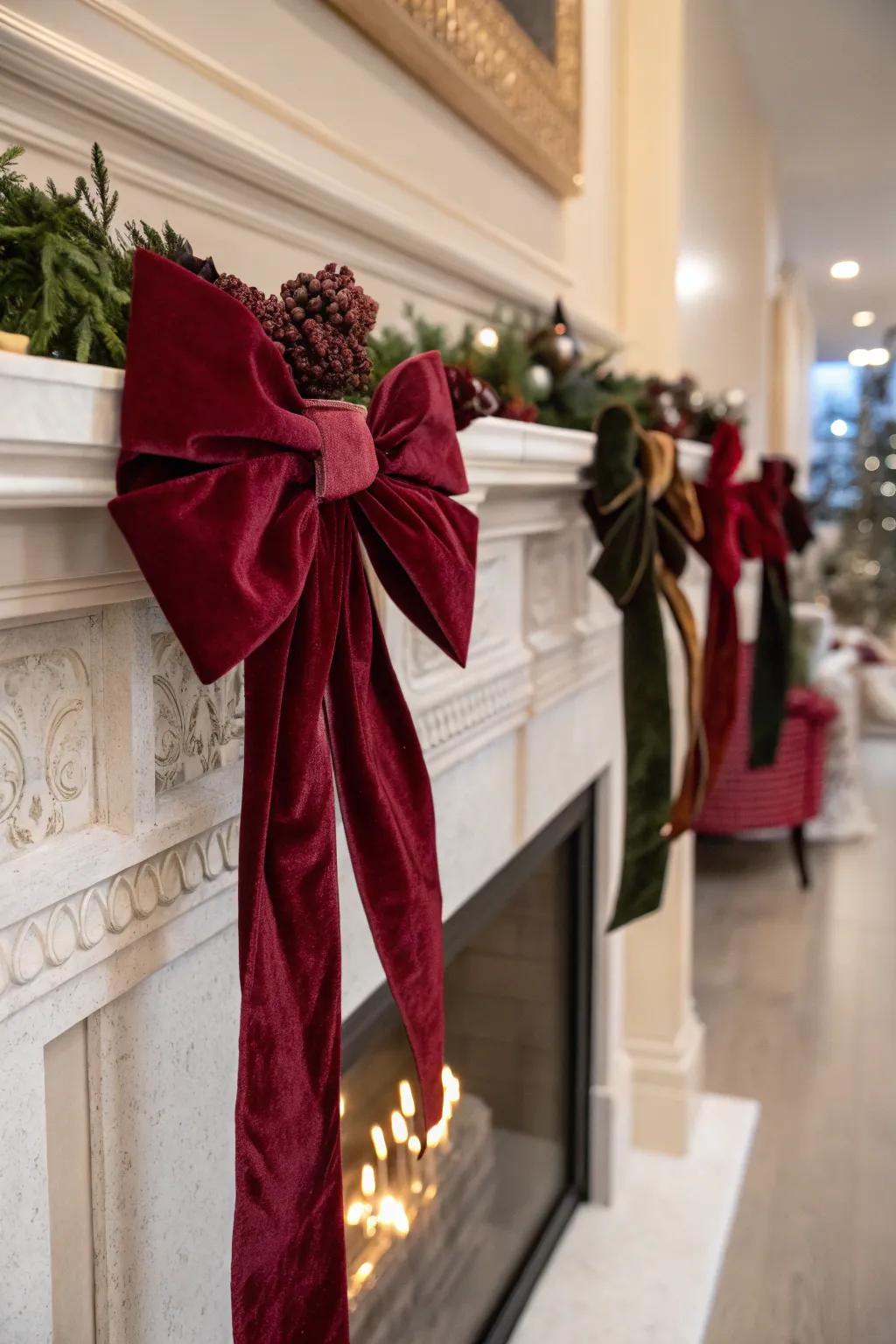 Velvet ribbons impart sophistication and unify the decor.