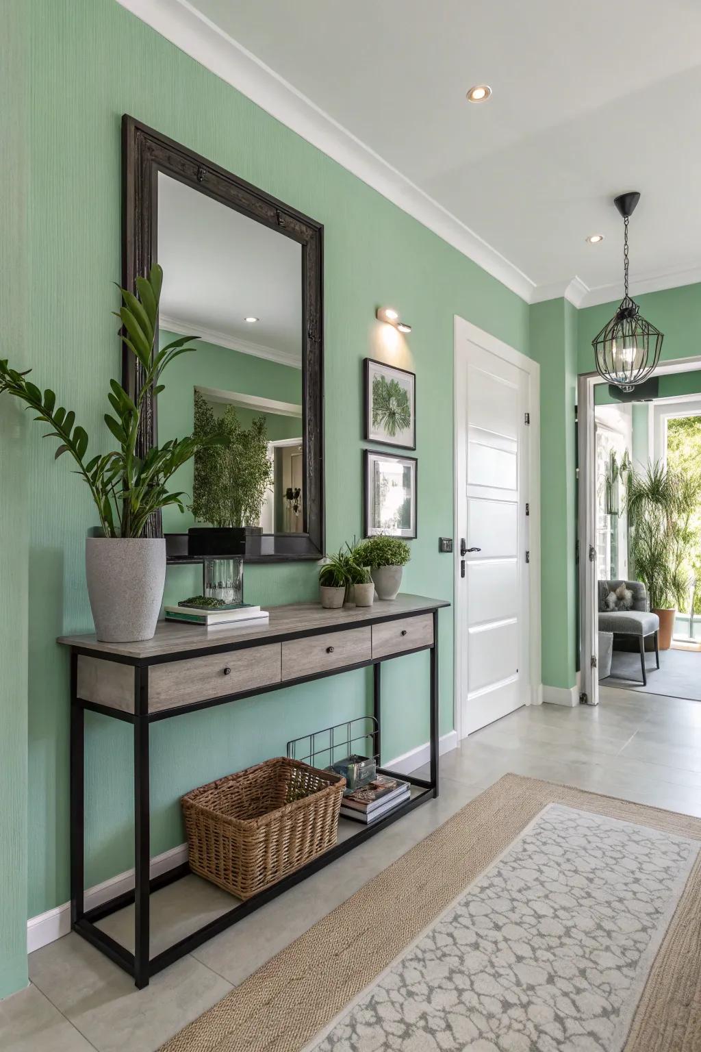 Refresh your entryway with spring green tones.