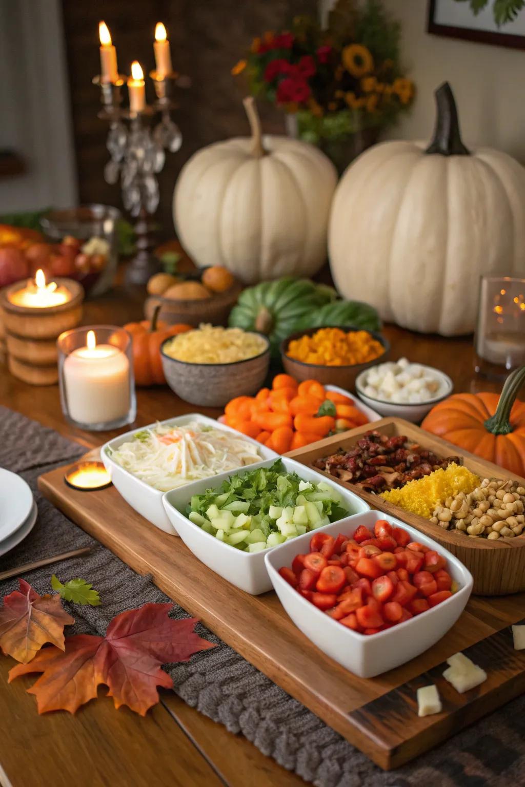 Interactive food bars engage guests and introduce a playful accent.
