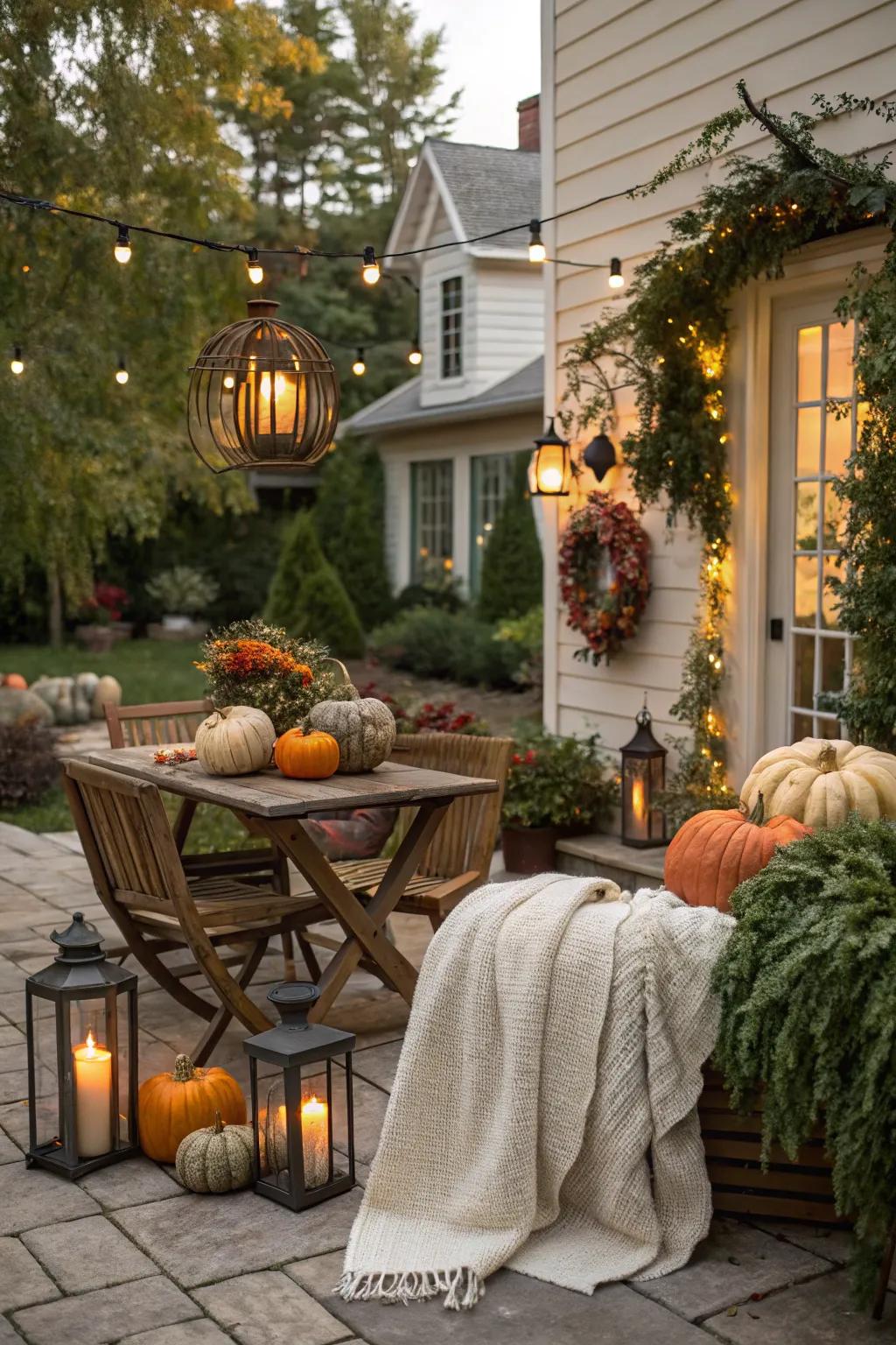 Create a warm and welcoming open-air spot for fall unwinding.