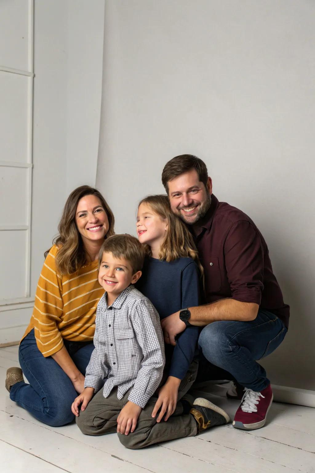 Achieve elegance using a minimalist studio setting.