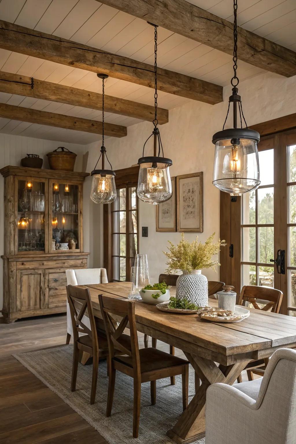 Crystal pendant lights introduce a hint of elegance.