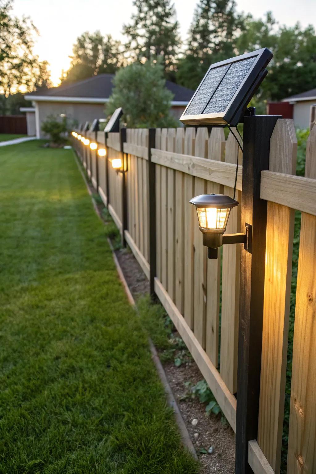 Solar lights provide an eco-friendly means to brighten your fence.