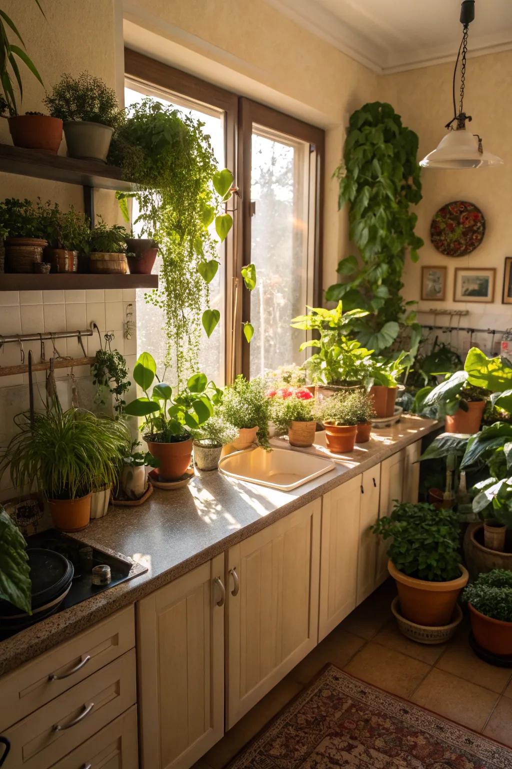 Incorporate plants for a revitalized, vibrant culinary environment.