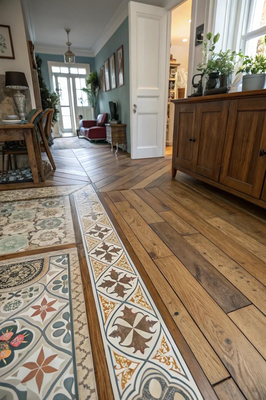 Embellished pattern injecting personality into the floor design.