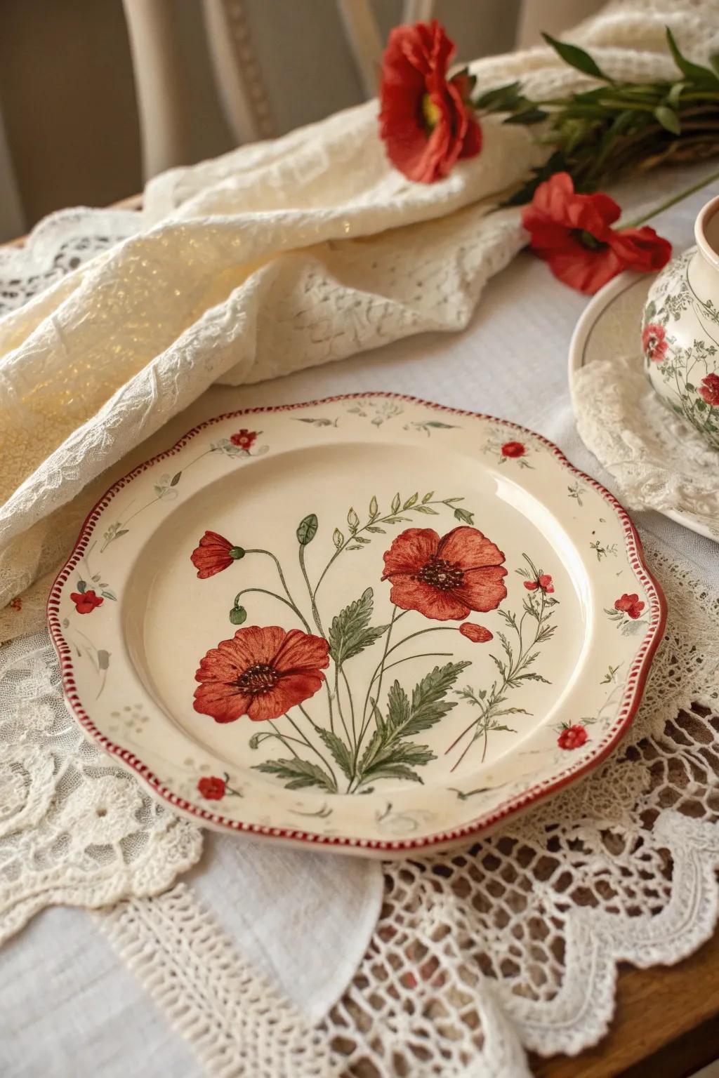 Poppies lend vintage charm and vibrant color to your plate designs.