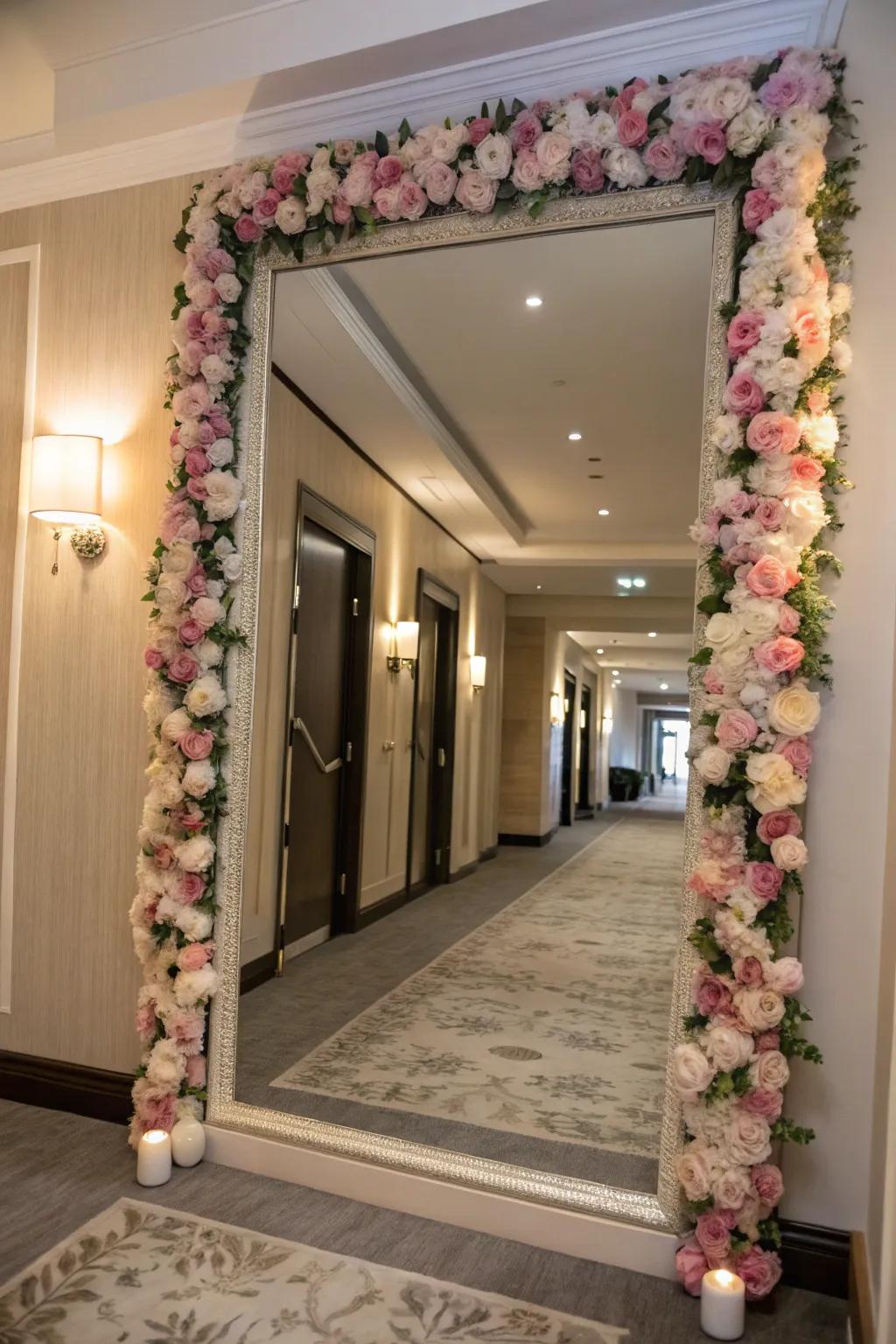 Enhance your decor with mirrors framed in flowers.