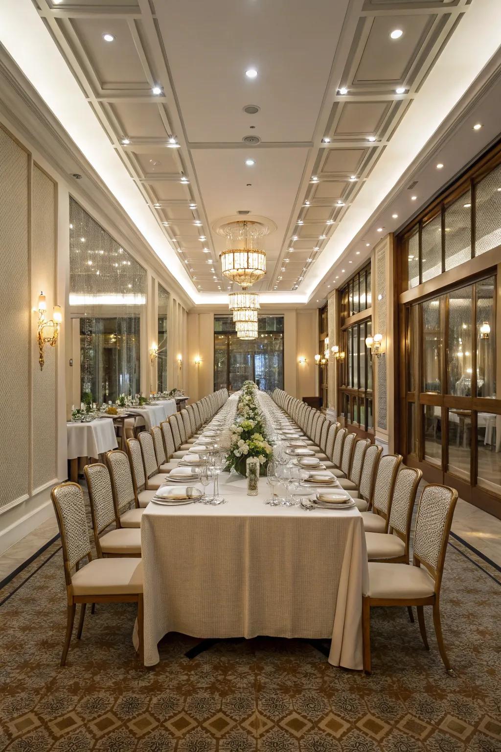 Balance in design results in a harmonious and appealing dining setting.