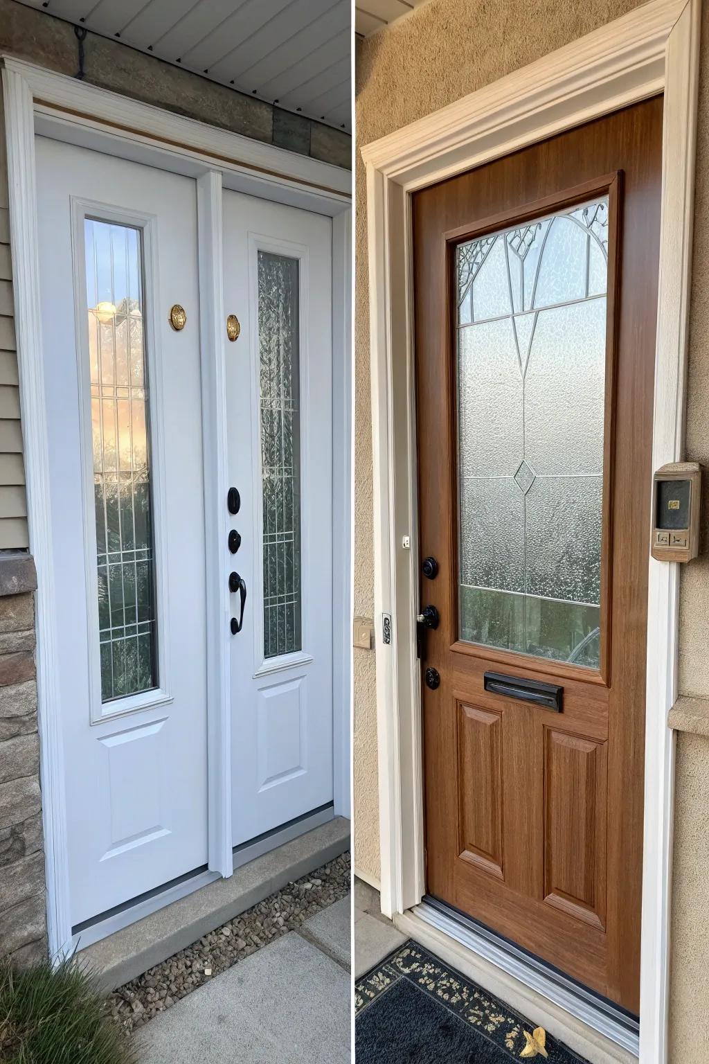 Amazing before and after showing a privacy upgrade for a front door.