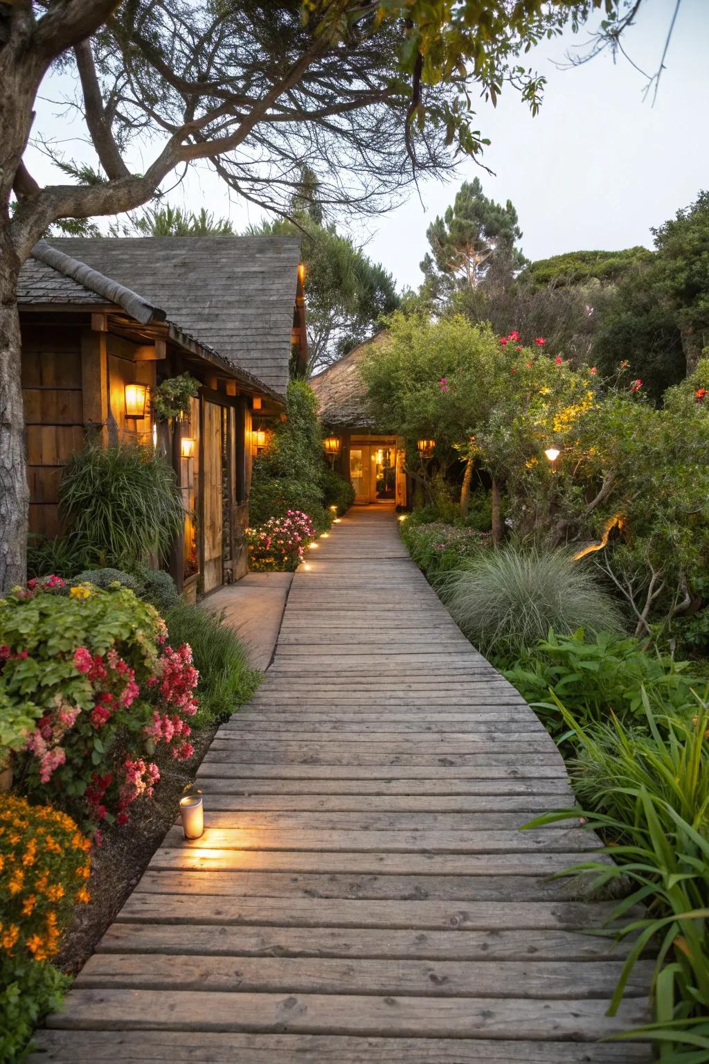 Wood pathways offer a natural and attractive route.