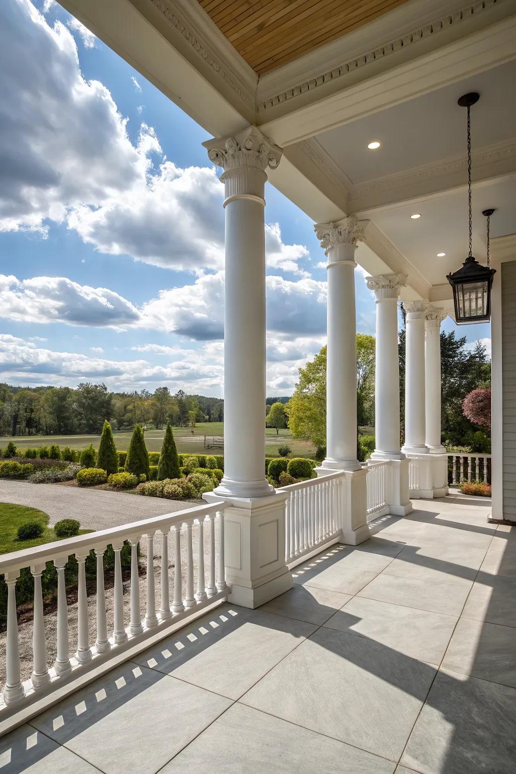 Increased balance and symmetry are attained by using grouped columns on your porch.