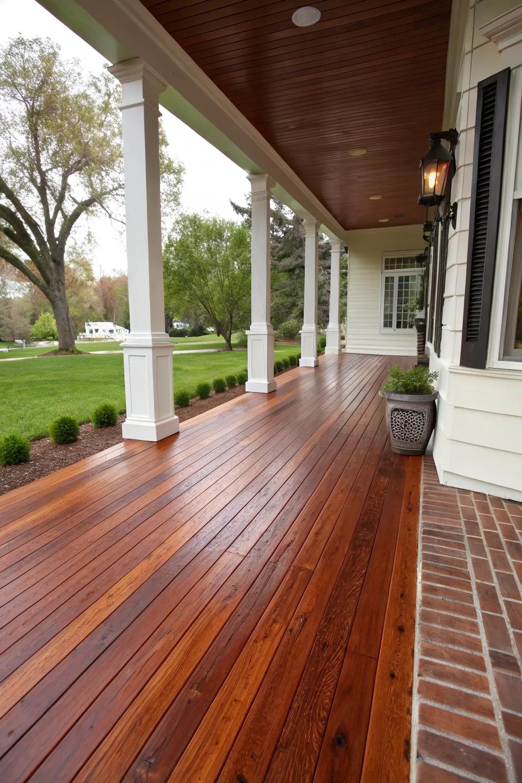Redwood delivers natural beauty and strength for porch floors.