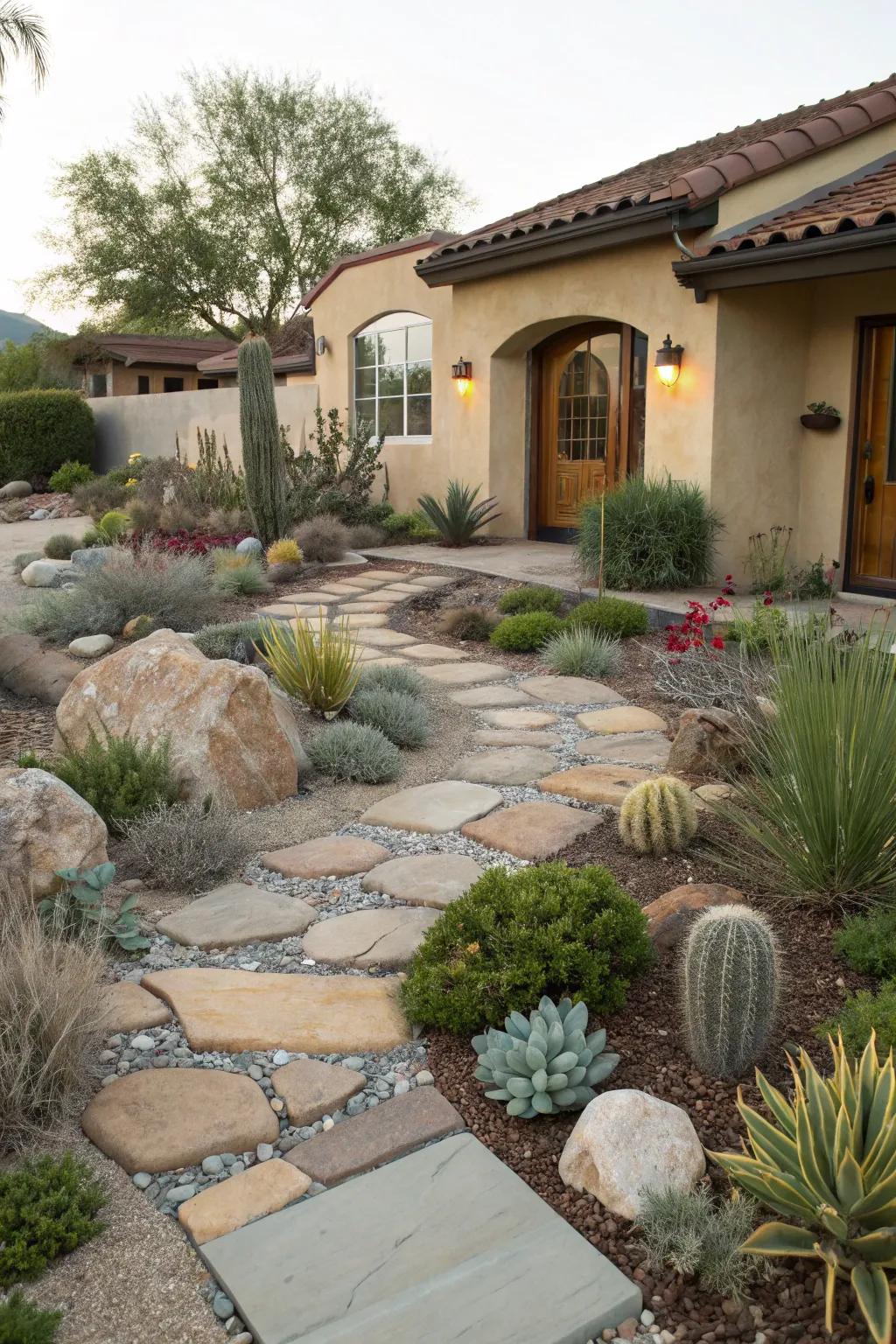 Stone routes offer direction and charm in water-wise gardens.