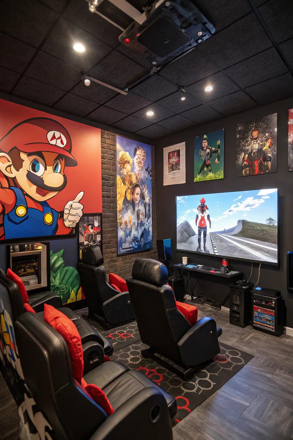 Themed illustrations add a personal touch to your gaming space.