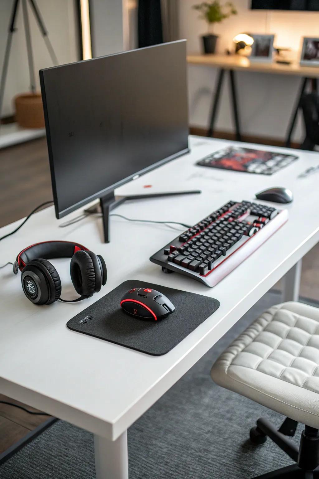 A streamlined desk enhances the aesthetics of your gaming zone.