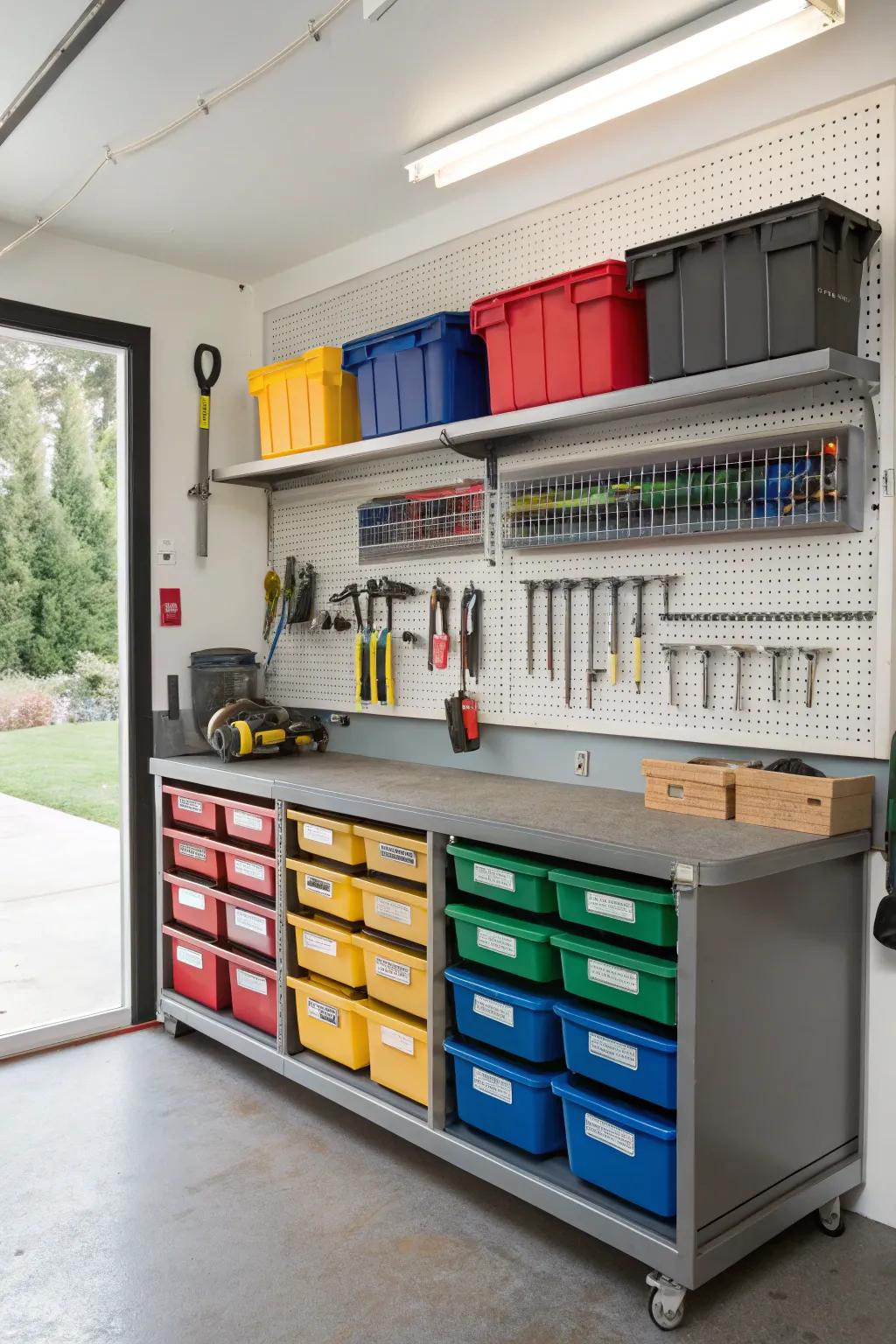 Add a personal touch with color-coded tools and storage.