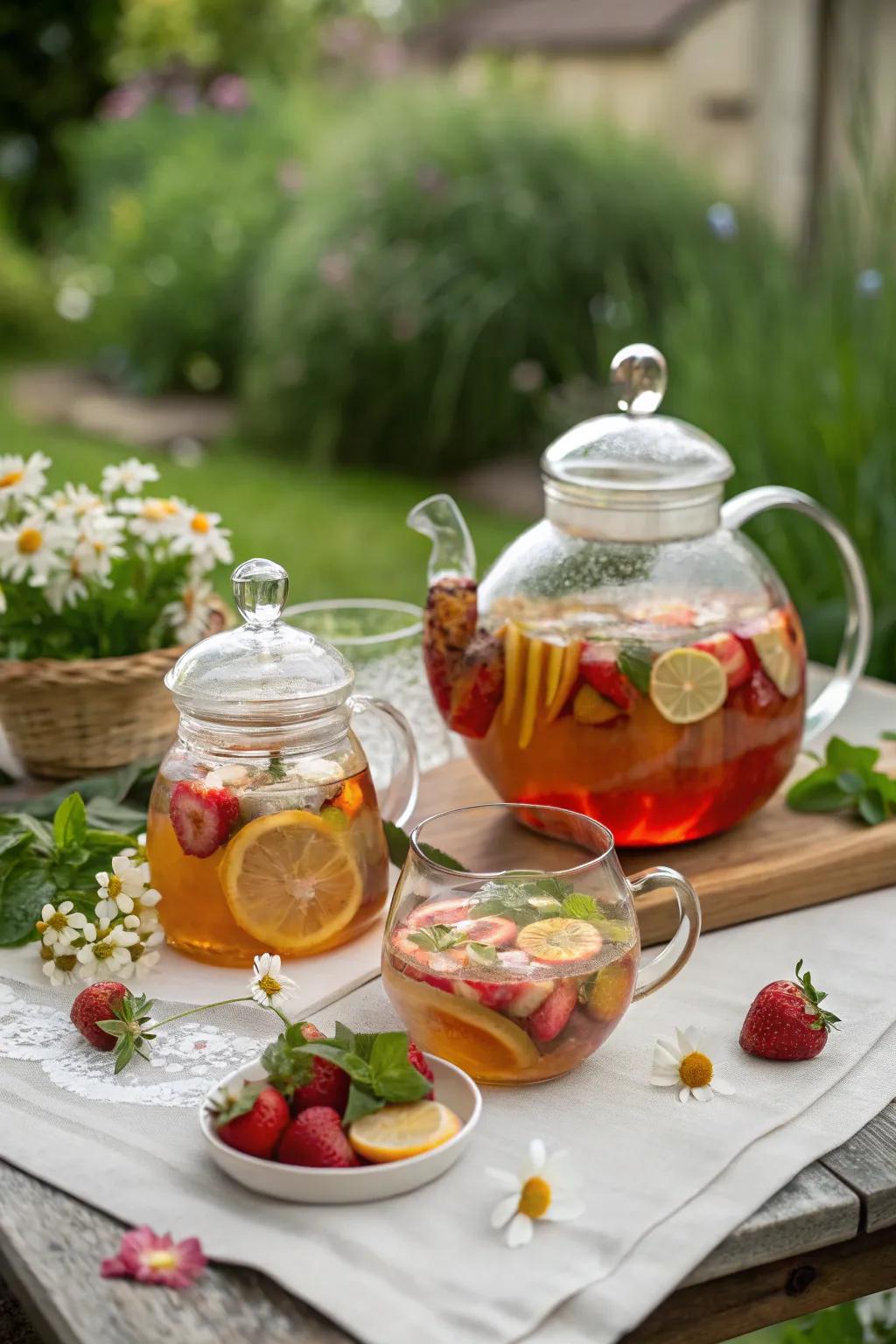 Inventive drink presentation keeps the beverage station visually attractive.