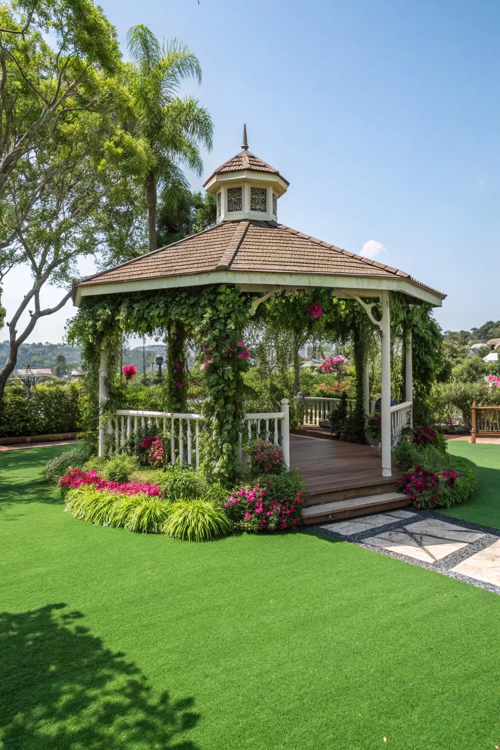 Retain a verdant and playful vibe with faux turf.