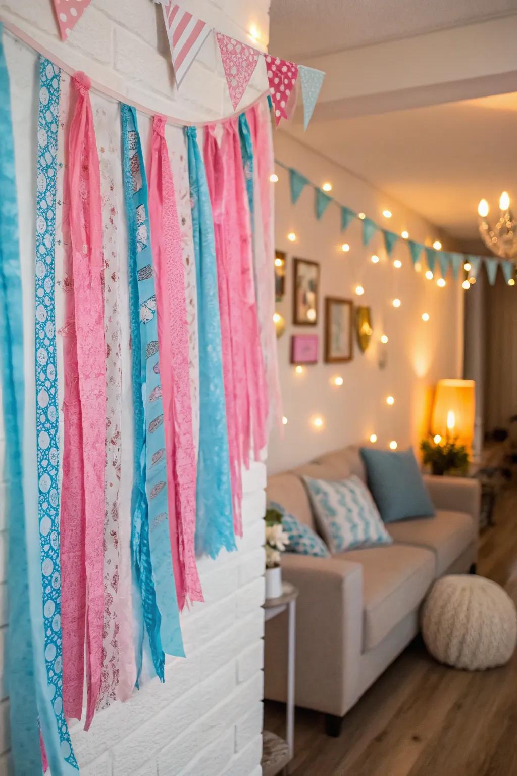 Craft an eye-catching backdrop using easy-to-make streamers.