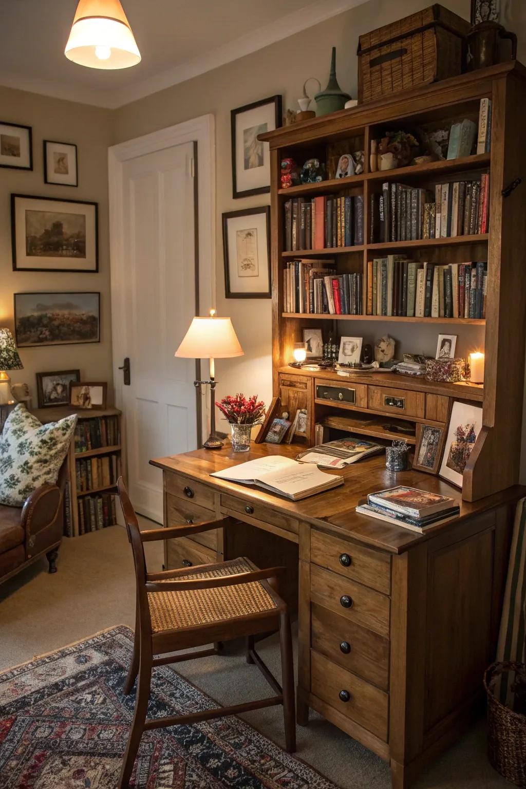 A customized study spot contributes style and function.