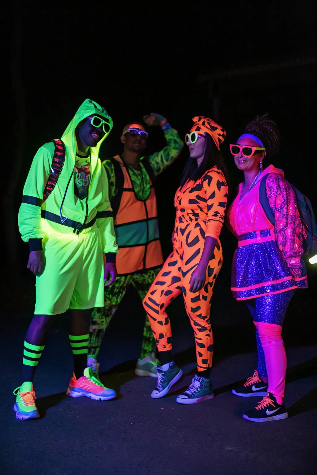 Neon outfits turn your guests into part of the decor.