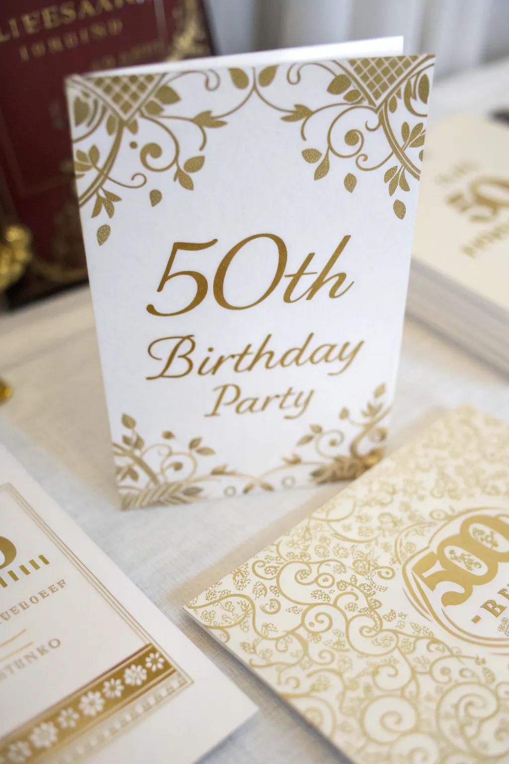 Golden stationery sets an elegant mood for the event.