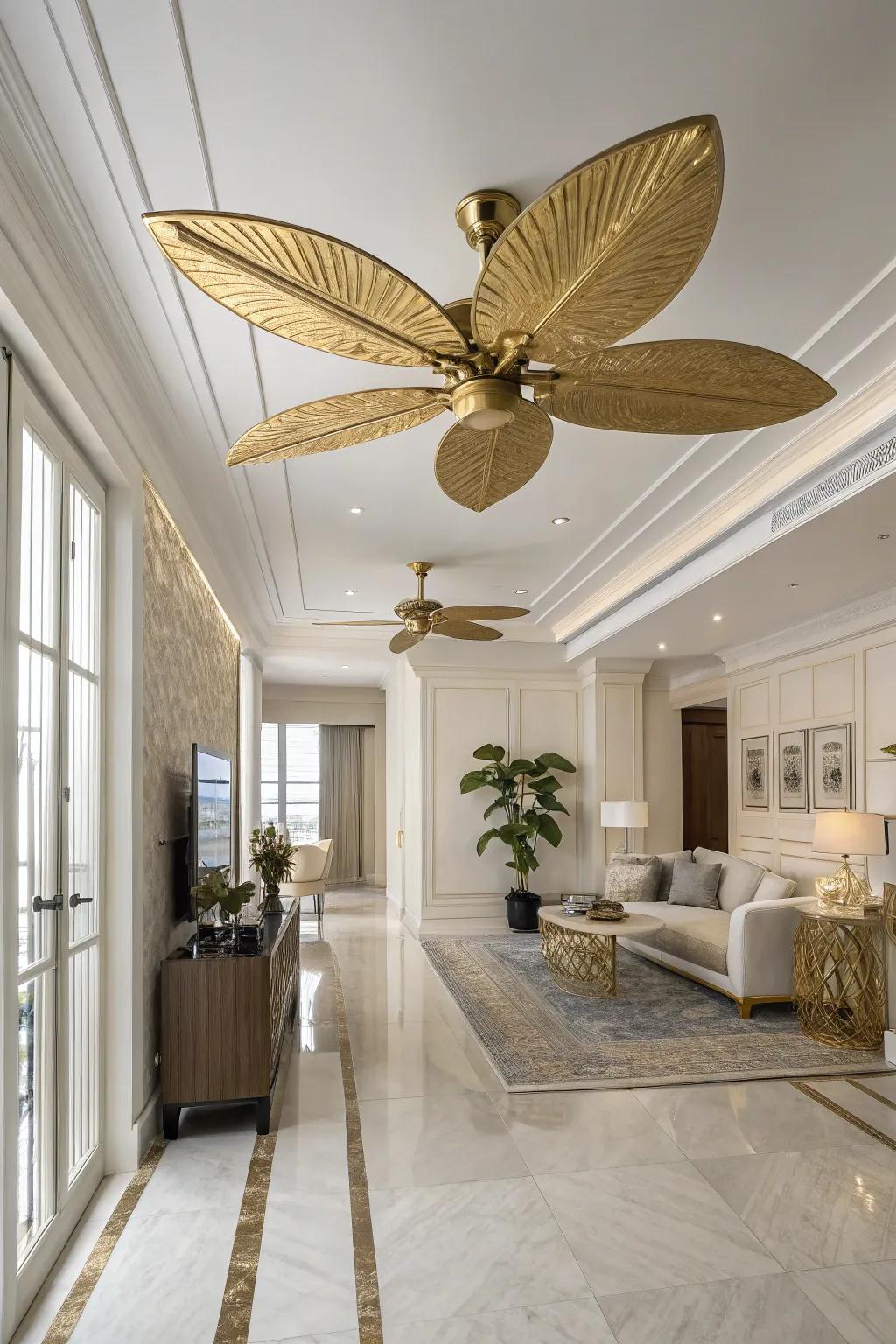 Turn your ceiling fan into a point of focus through gold leaf.