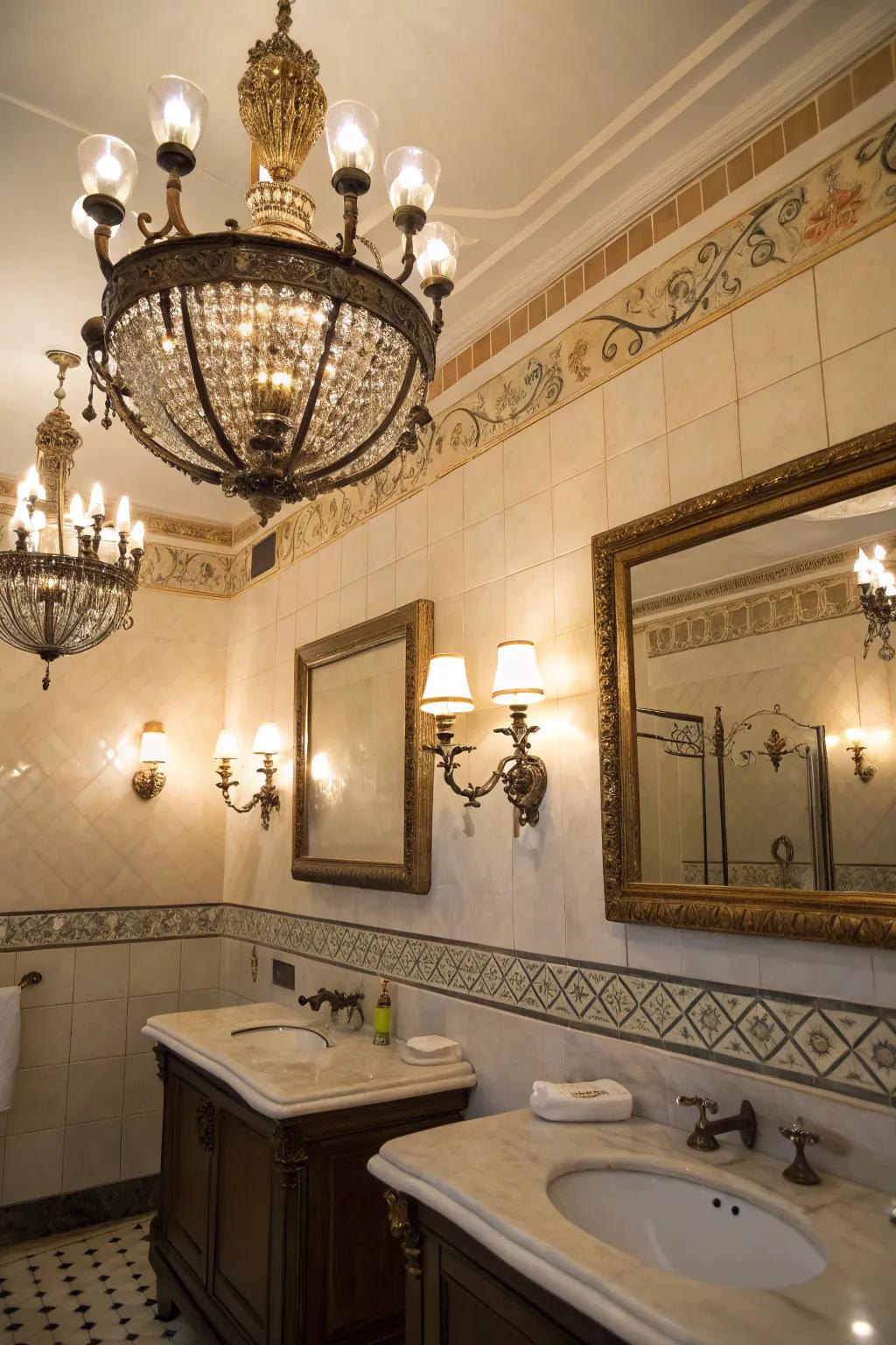 Aged lighting fixtures deliver a genuine gothic ambiance.