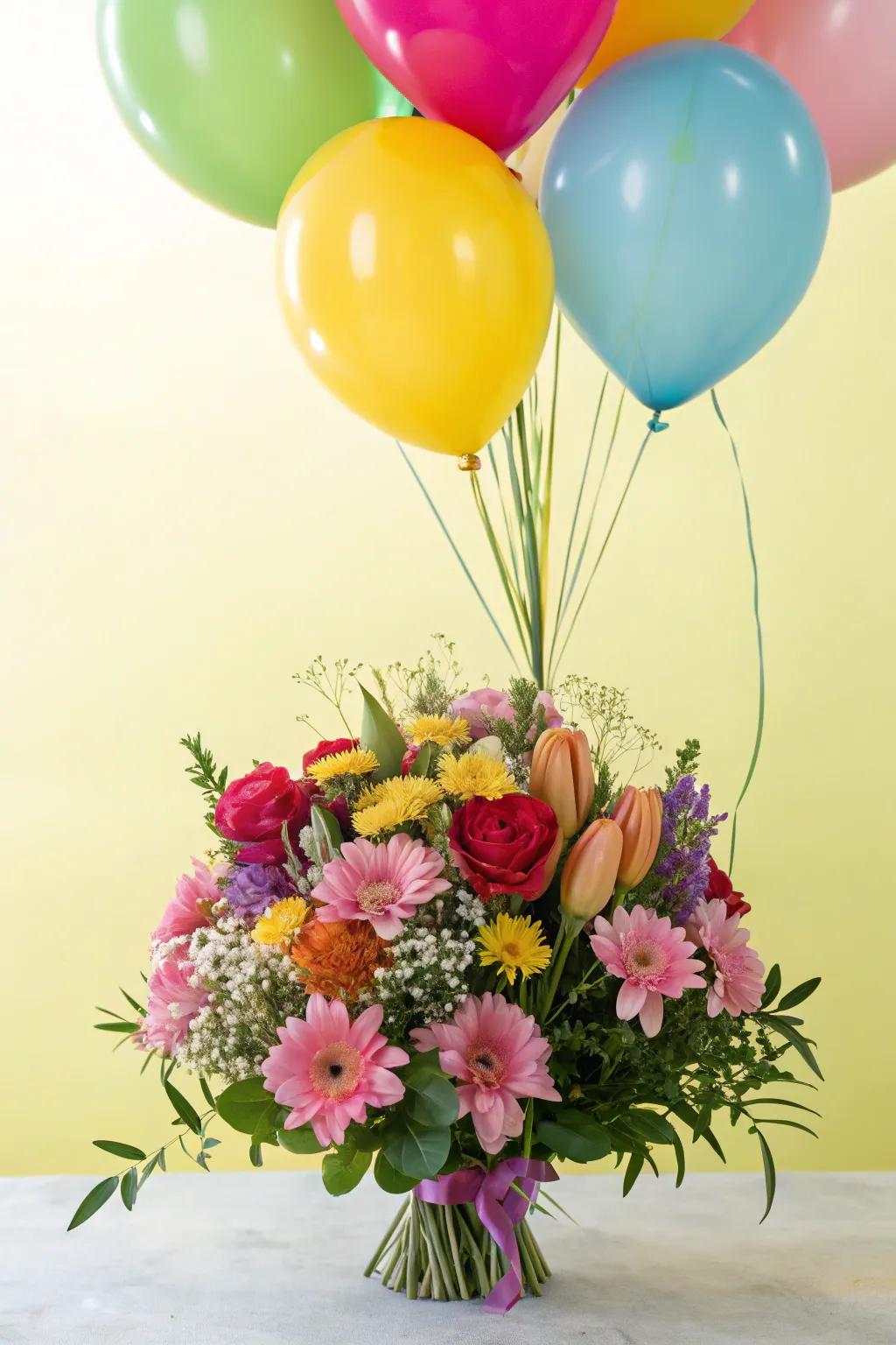 A fun balloon arrangement to make graduation celebrations pop.